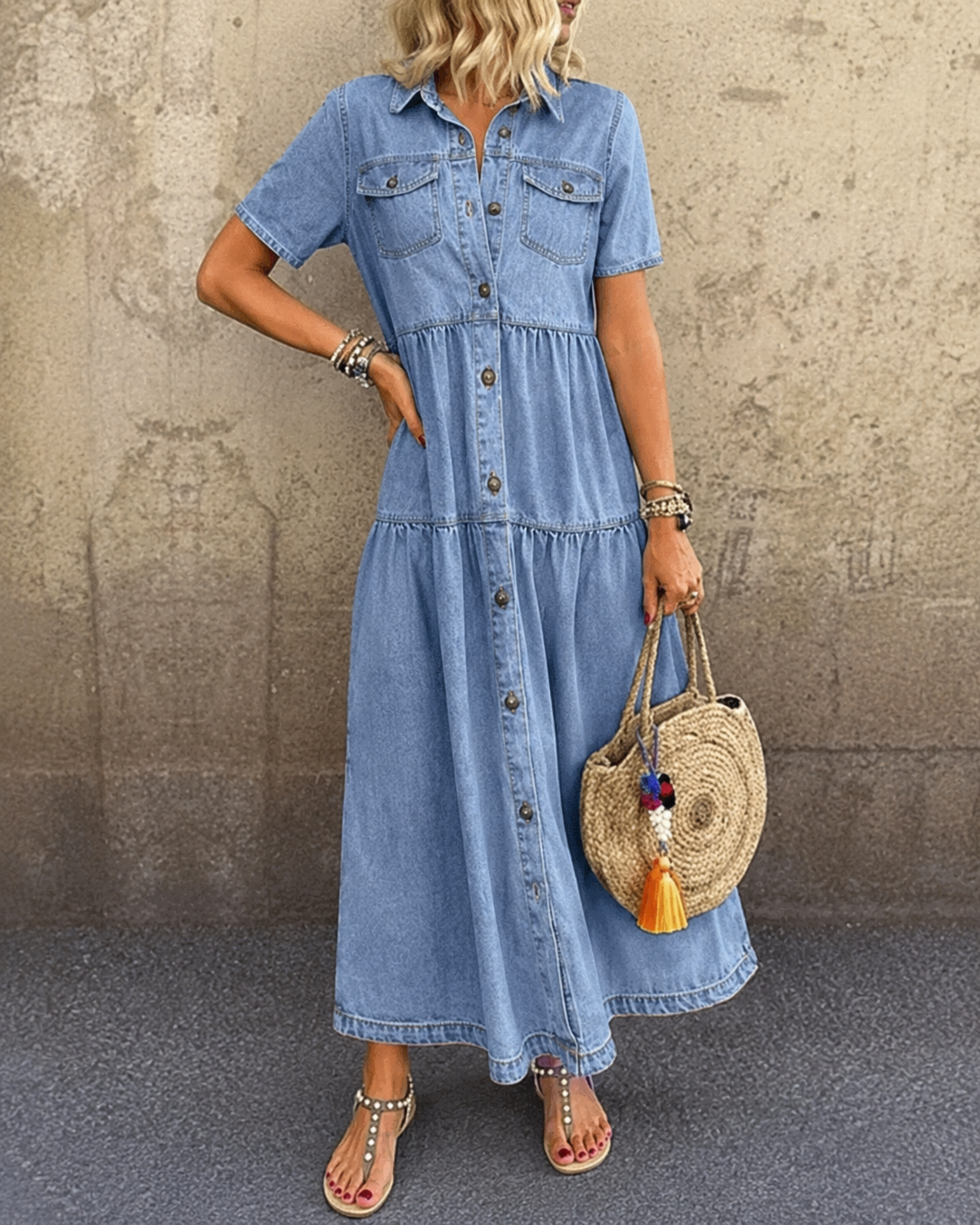 Grace | Belly-covering Midi Dress with Buttons