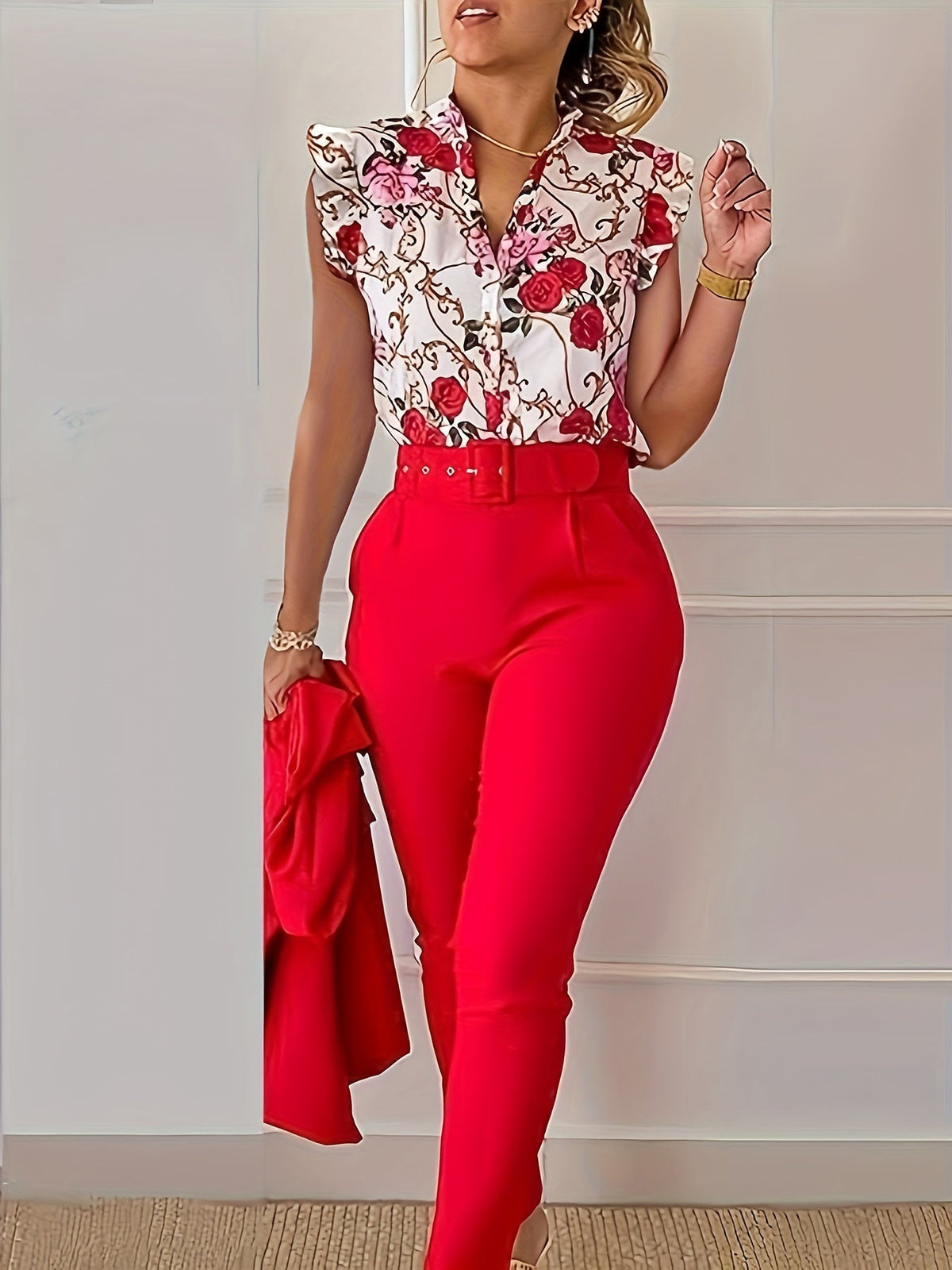 Florabel | Stylish Ruffle-Sleeve Set