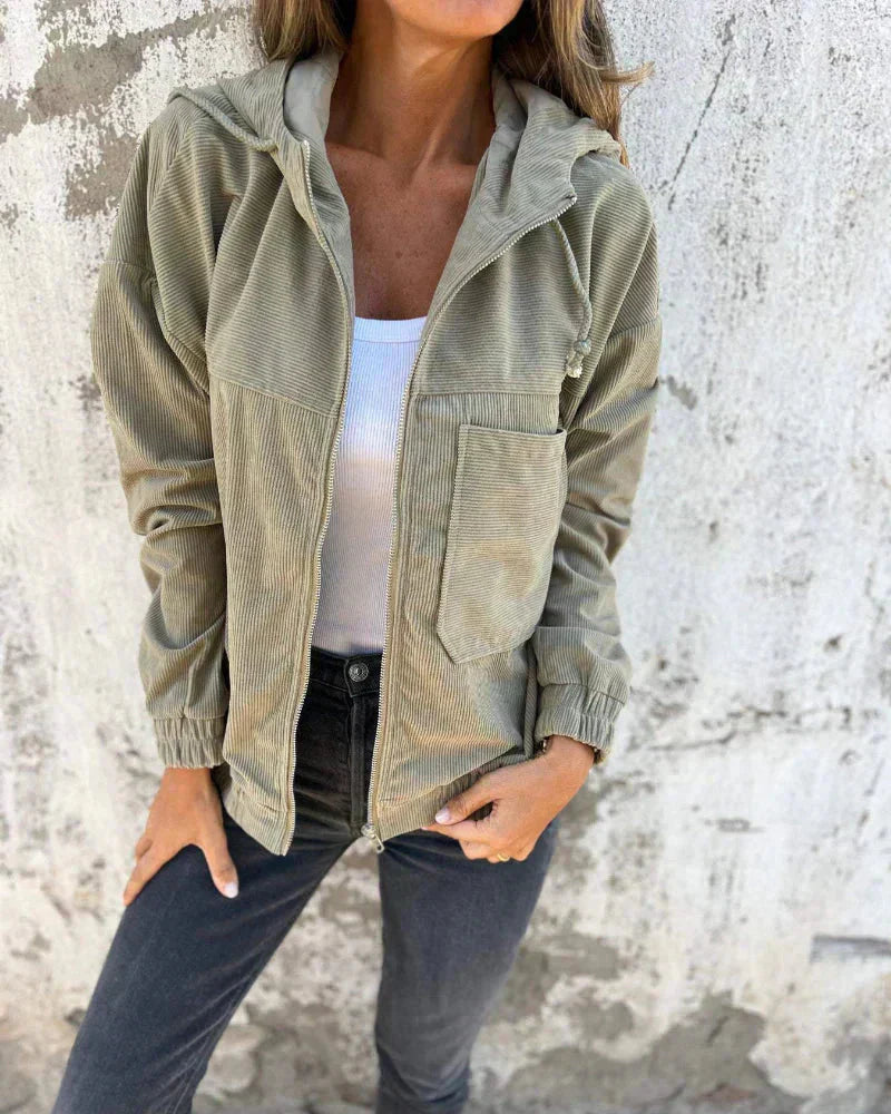 Saskia - Stylish Corduroy Zip Up Jacket