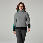 Marieke | Turtleneck Sweater with Striking Contrasting Stripes