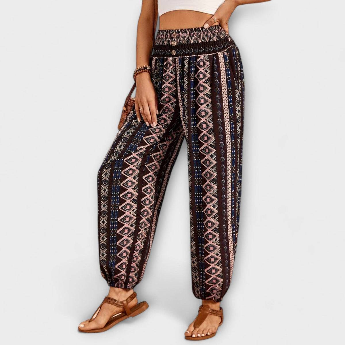 Vanessa | Trousers with Ethnic Graphic