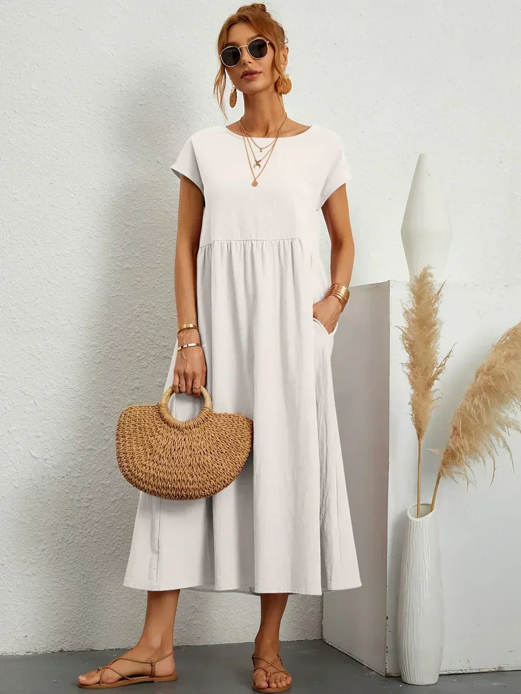 Gabrielle™ | Flowing Midi Dress with Timeless Elegance