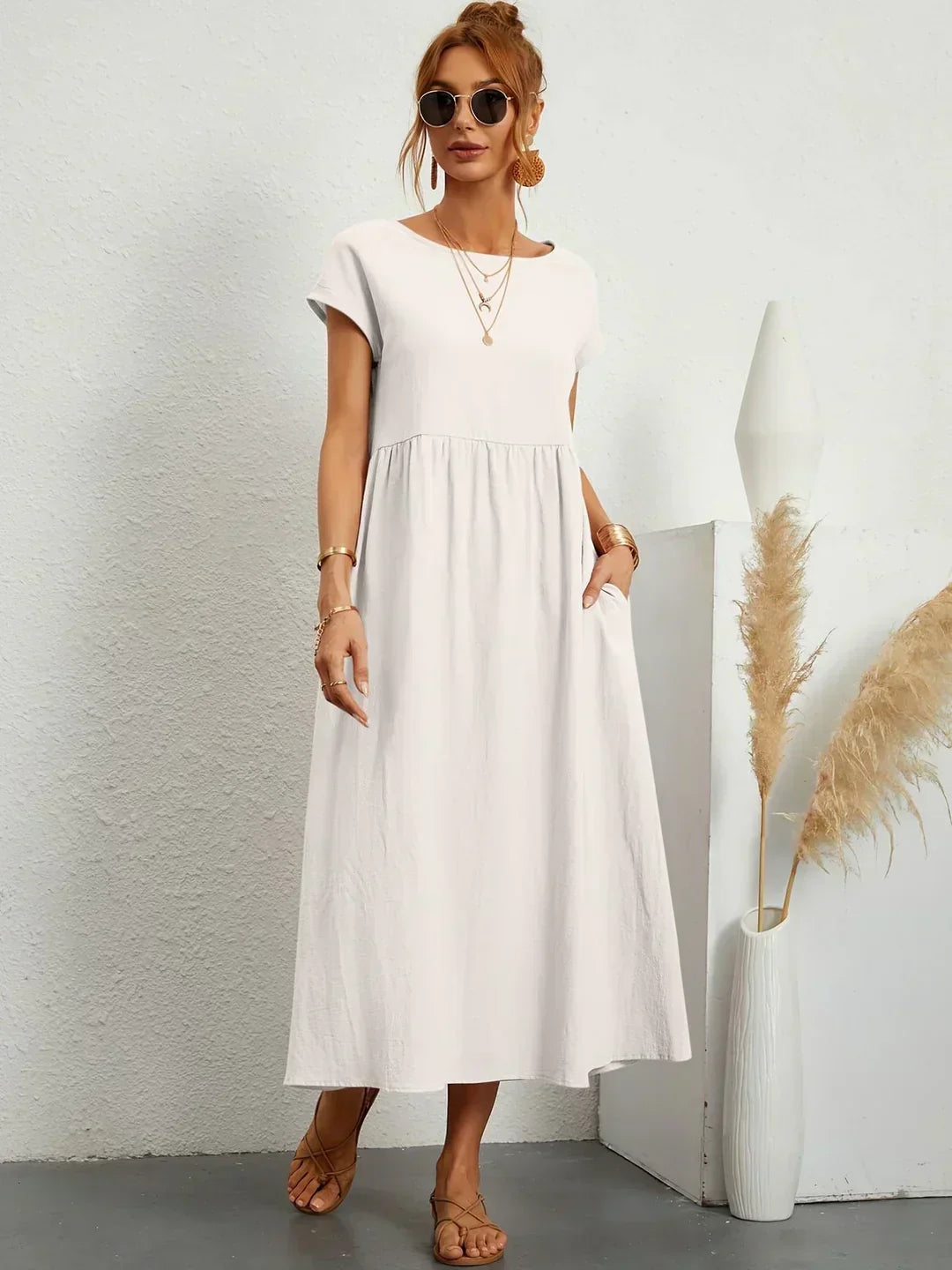 Gabrielle™ | Flowing Midi Dress with Timeless Elegance