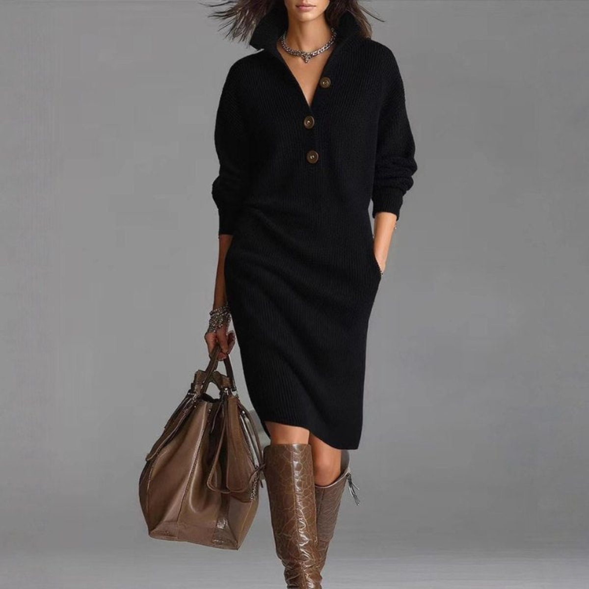 Maribel™ | Soft Knitted Button Dress