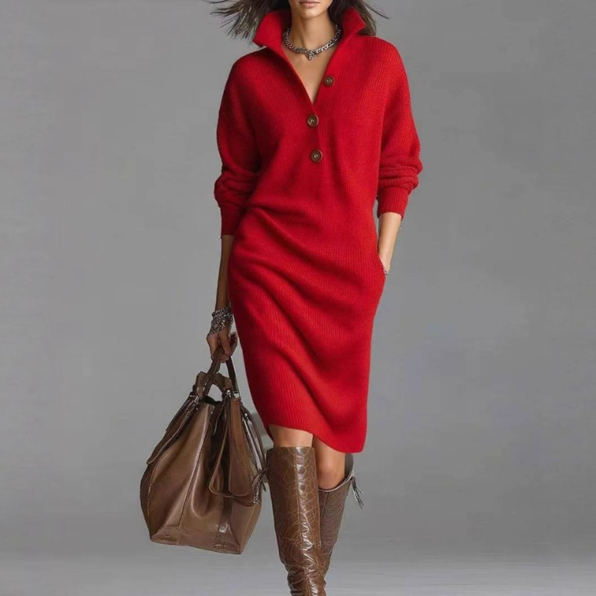 Maribel™ | Soft Knitted Button Dress
