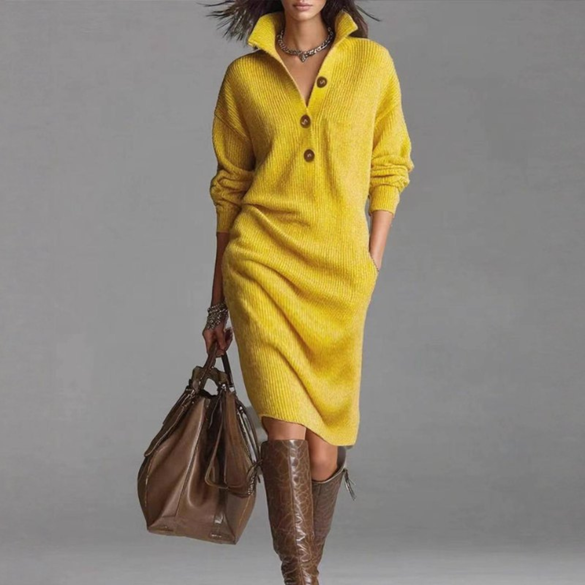 Maribel™ | Soft Knitted Button Dress