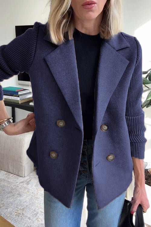 Amora - Elegant Blazer with Knitted Sleeves
