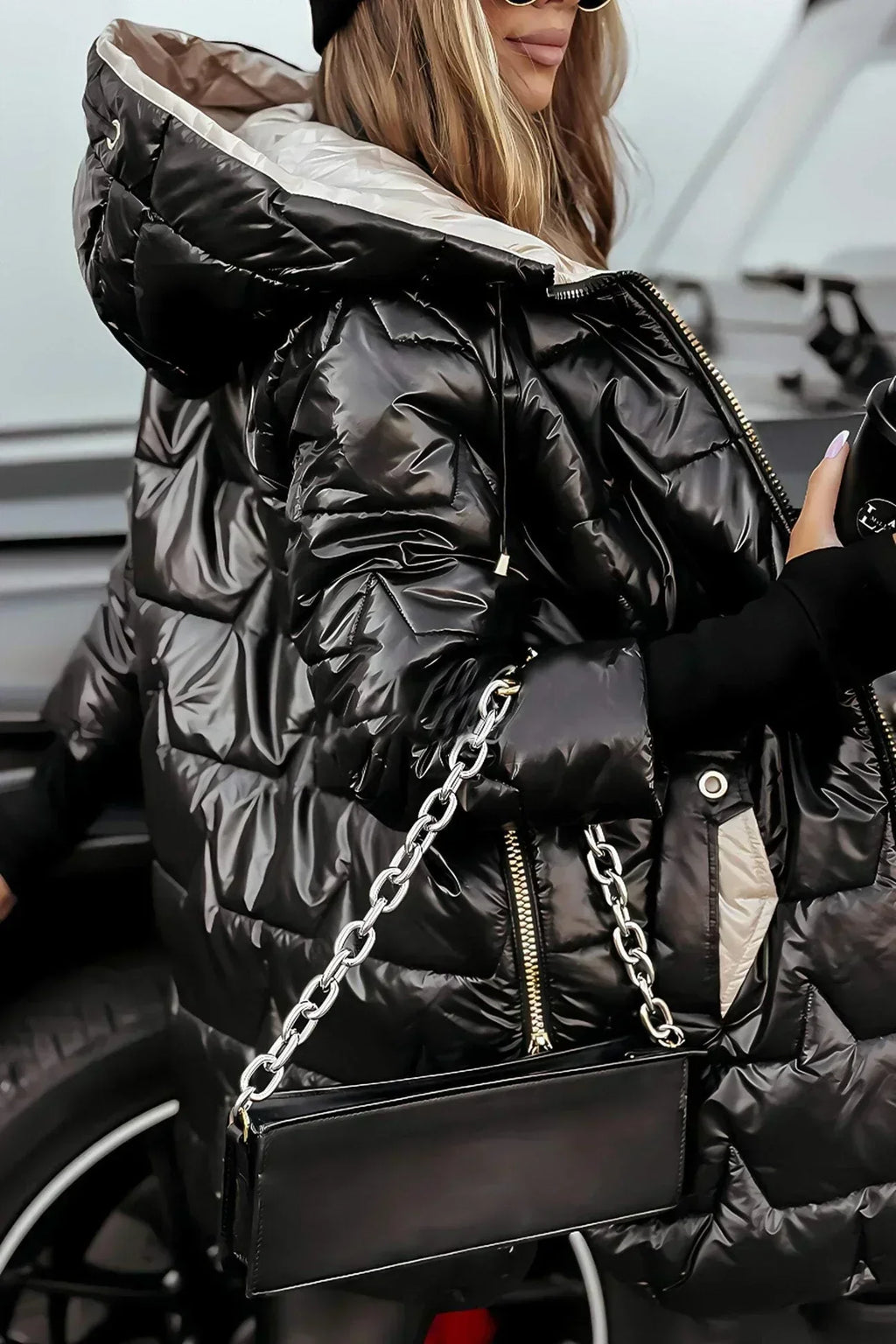 Lina | Long, Warm Quilted Jacket with Generous Hood