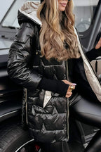 Lina | Long, Warm Quilted Jacket with Generous Hood